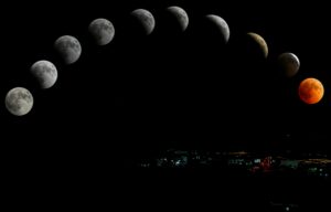 The Moon going through many phases.